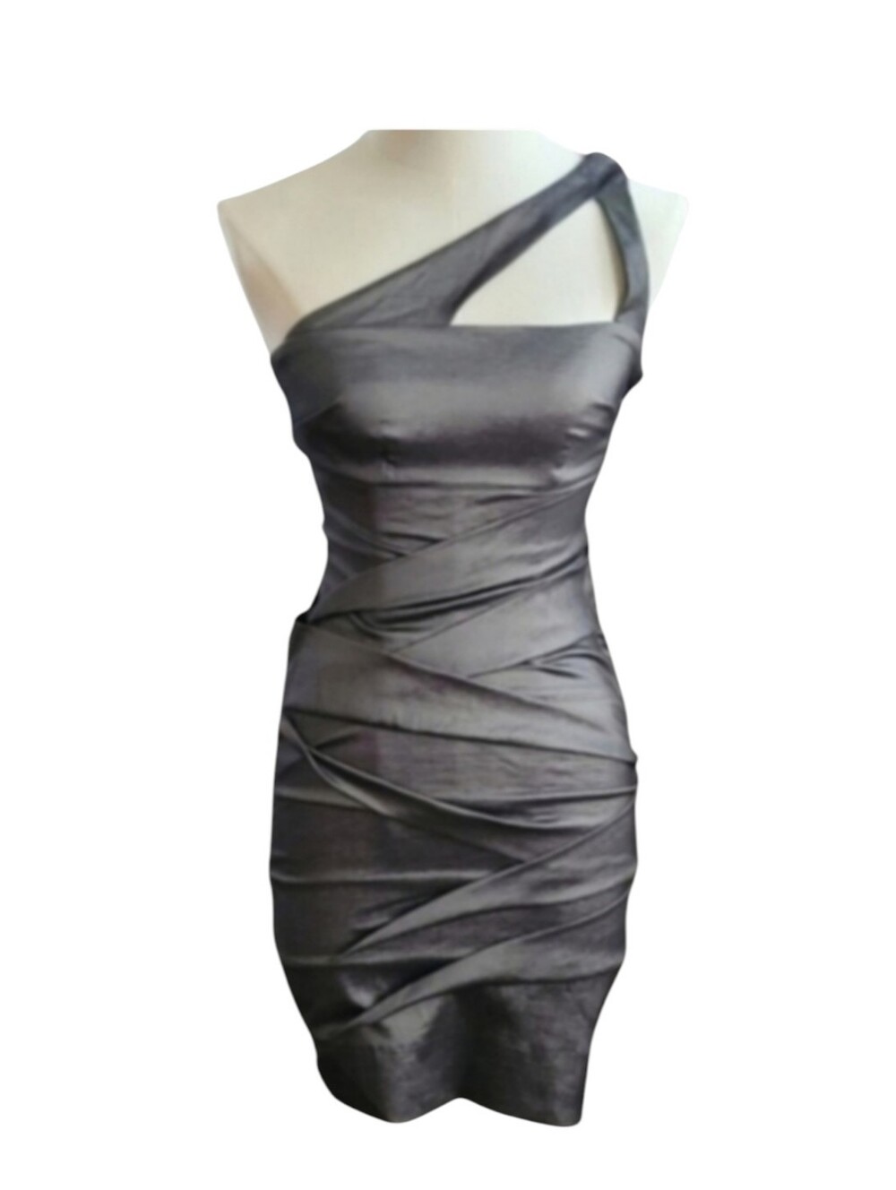 Adrianna Papell Hailey Logan Pewter Silver Gray Bodycon Dress Size Small Juniors